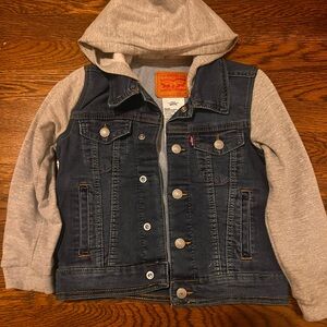 Levi's Kids Denim Jacket with Gray Hooded Sleeves